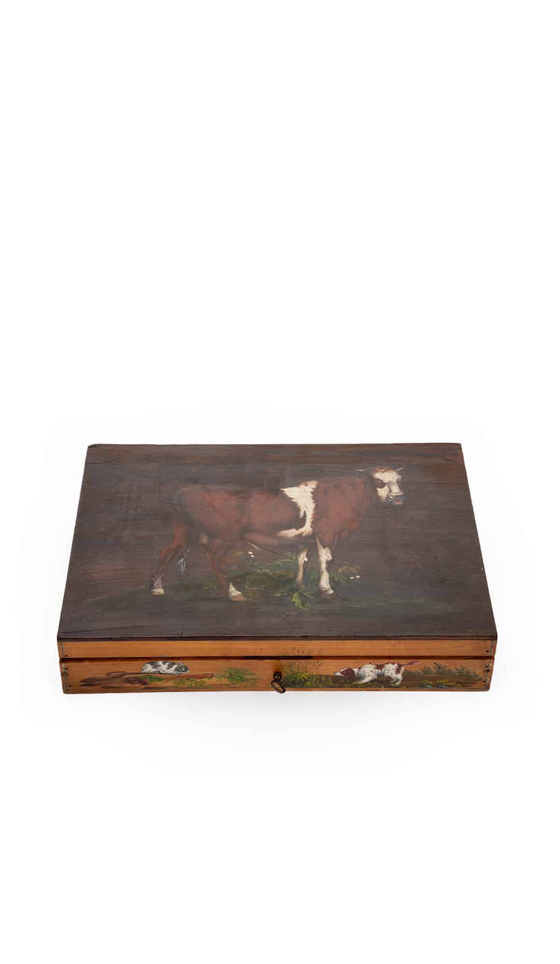 Pasture and Pen: A Charming 19th-Century Hand-Painted Lap Desk