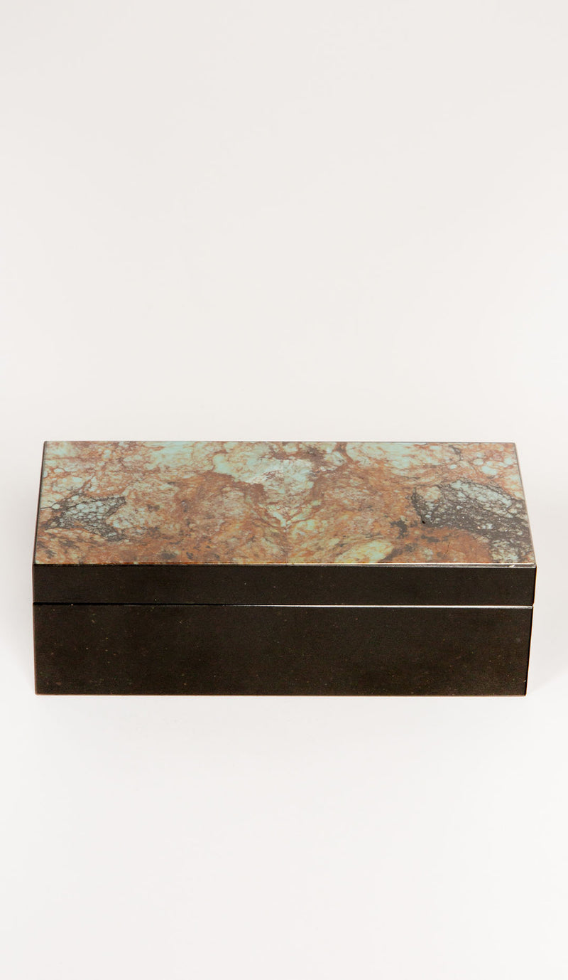 Handcrafted Chrysocolla & Black Onyx Hinged Keepsake Box