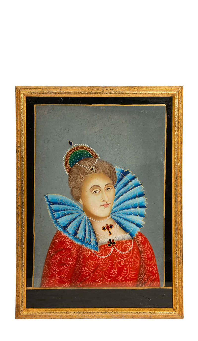Anglo-Indian School: Églomisé Portrait, 19th Century