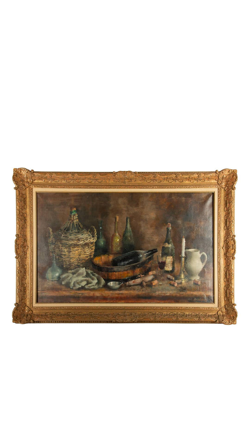 Marie-Thérèse Bretagne (19th/early 20th c.), Still Life with Wine and Vessels