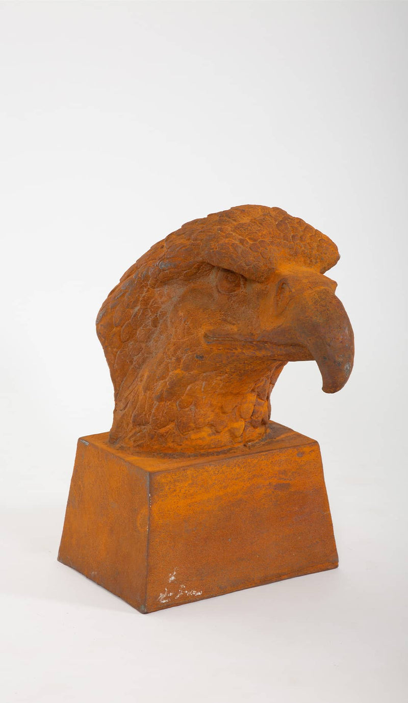 The Watchful Eagle: Iron Cast Eagle Head Sculpture