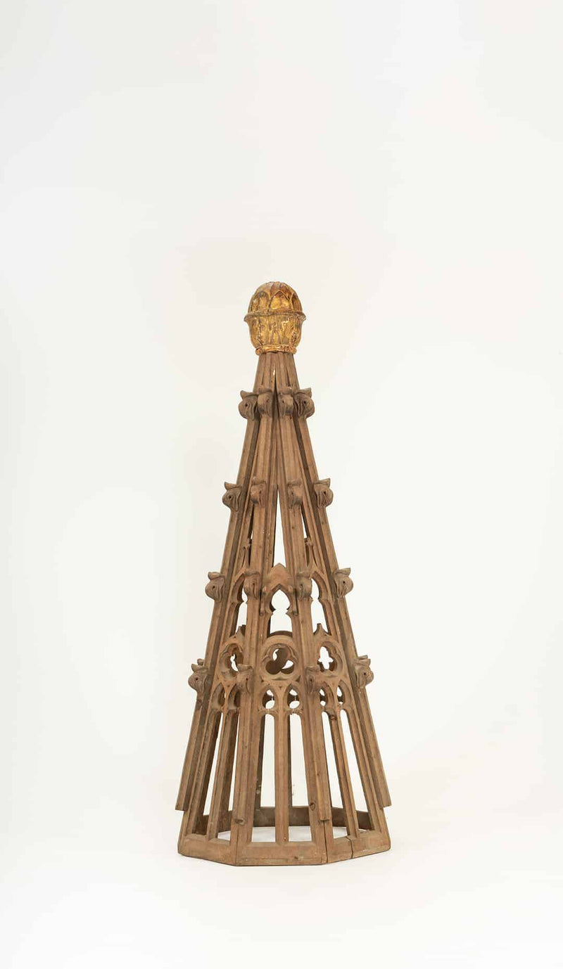 The Gilded Spire: 19th Century French Gothic Roof Spire with Gilt Finial