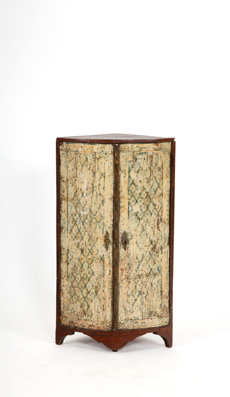 Where Walls Meet: 19th C Corner Cabinet w/ Painted Doors