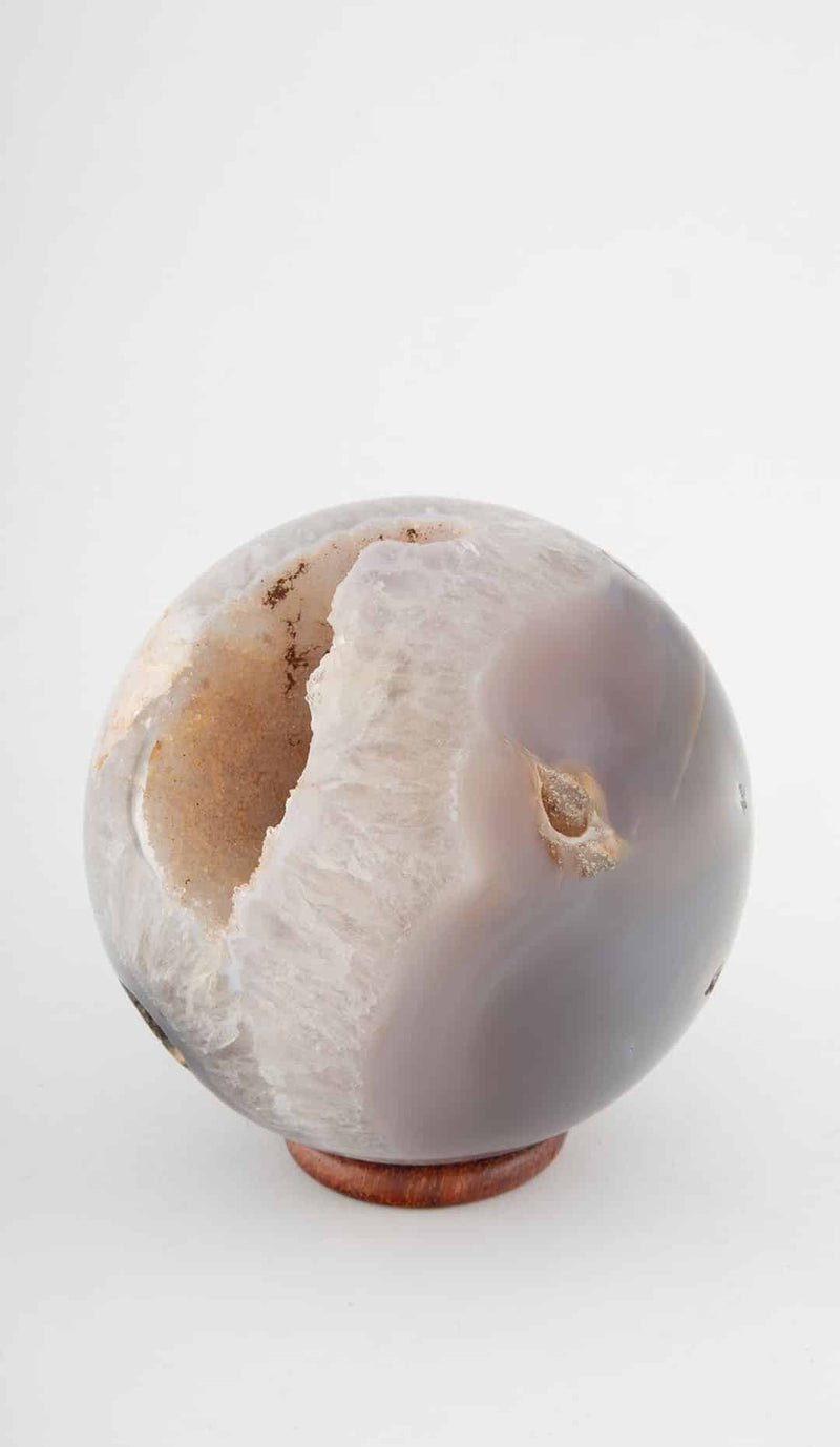 Agate Rock Crystal Geode, 4"