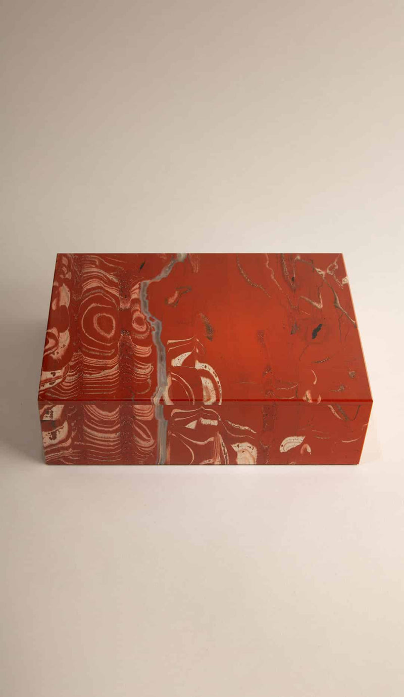 Exquisite Large Red Jasper Decorative Box, Made in India