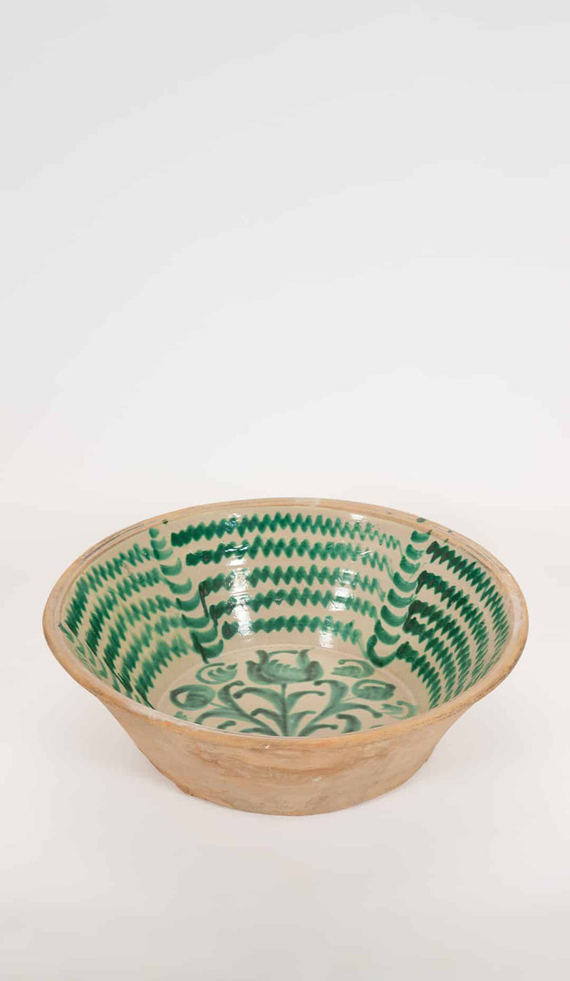 Large 19th-Century Spanish Fajalauza Lebrillo, Granada (28″ Diameter)