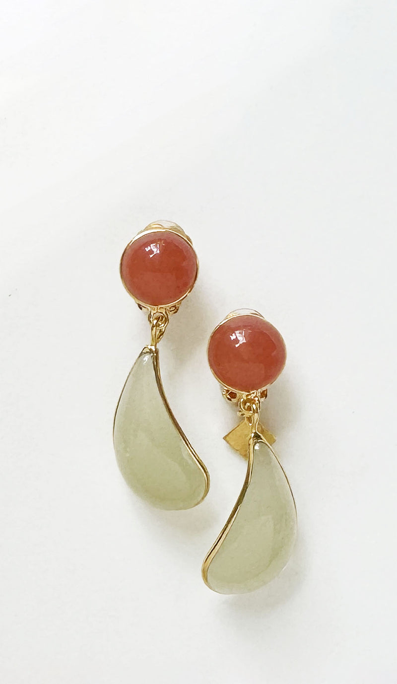 Loulou De La Falaise Bi-Color Teardrop Clip Earrings, Coral / Vanilla