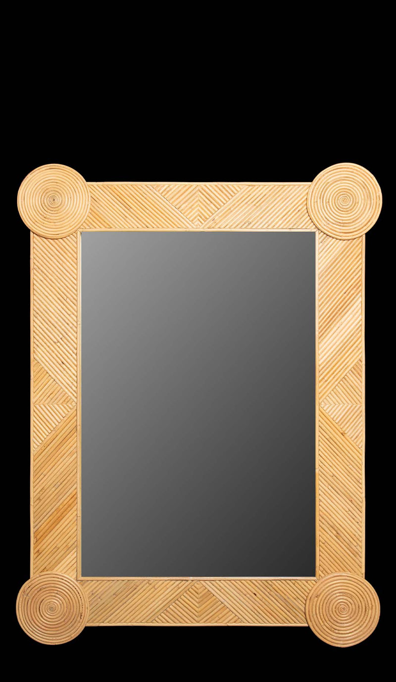 Pencil Reed Rattan Geometric Wall Mirror 43.5"H by Creel and Gow