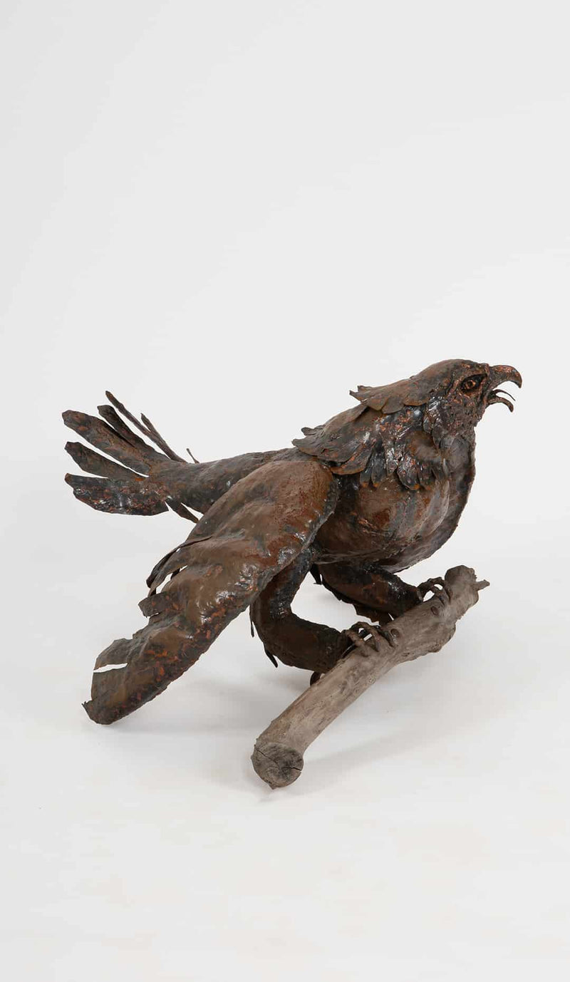 “Iron Sentinel” — 20th Century Eagle Sculpture, Signed Rubin