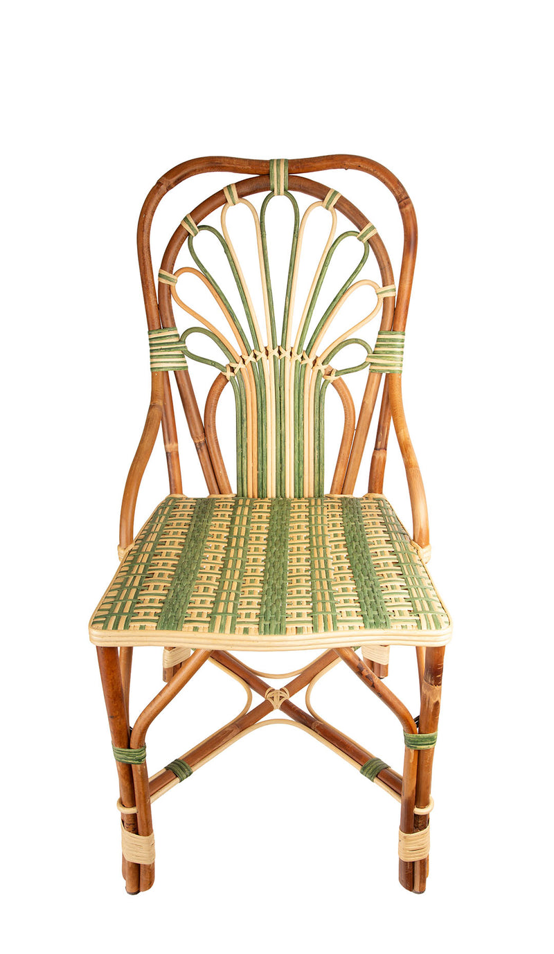 Green Peacock Rattan Side Chair by Creel and Gow