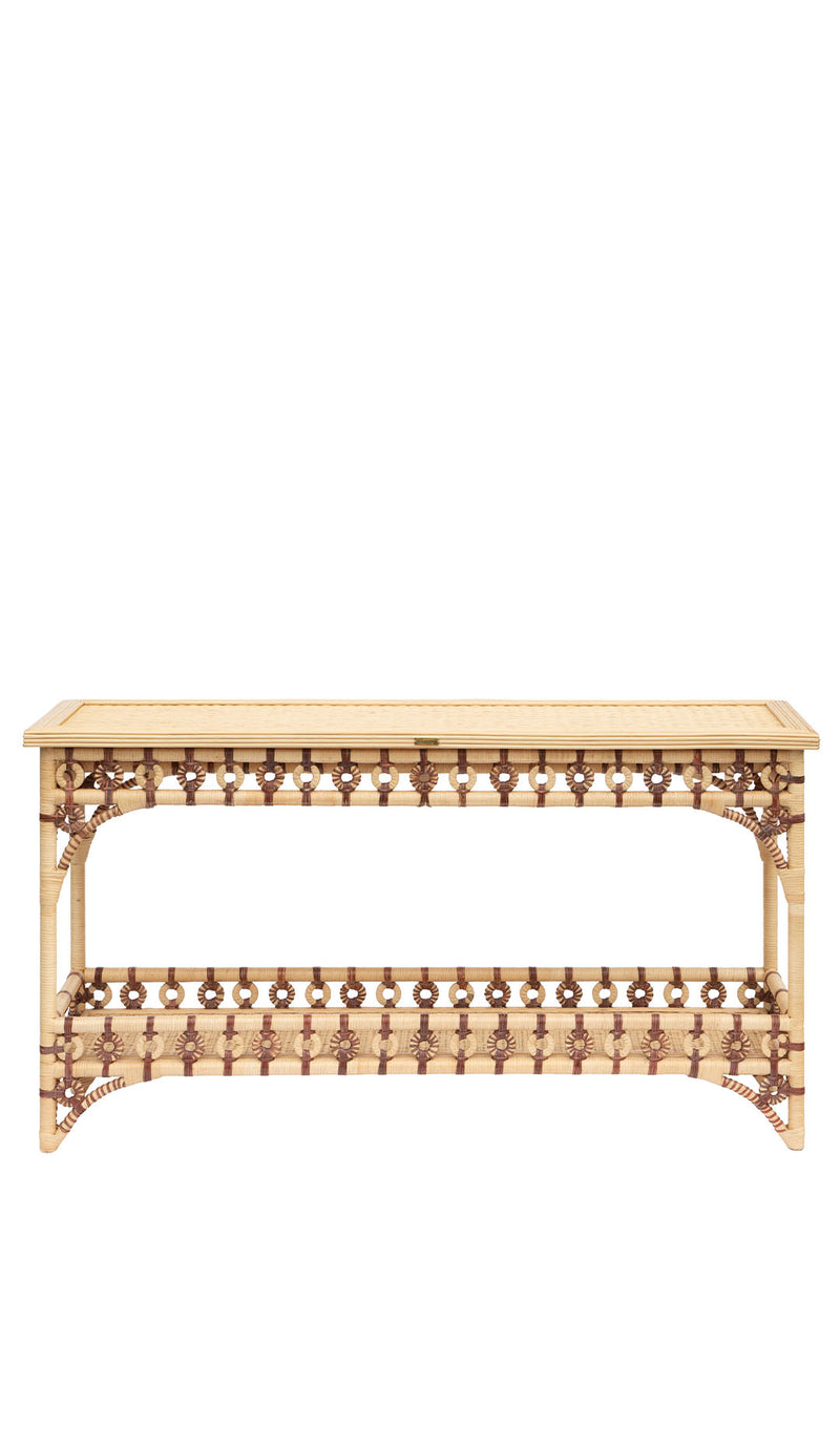 Brown Rattan Console by Creel and Gow