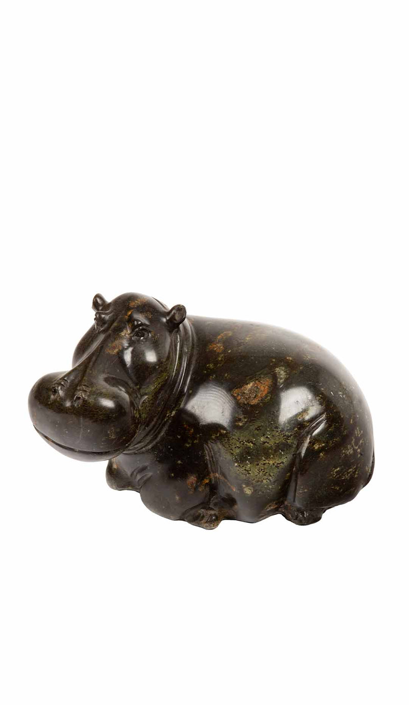 Hand-Carved Soapstone Hippo Sculpture from Zimbabwe, 12"