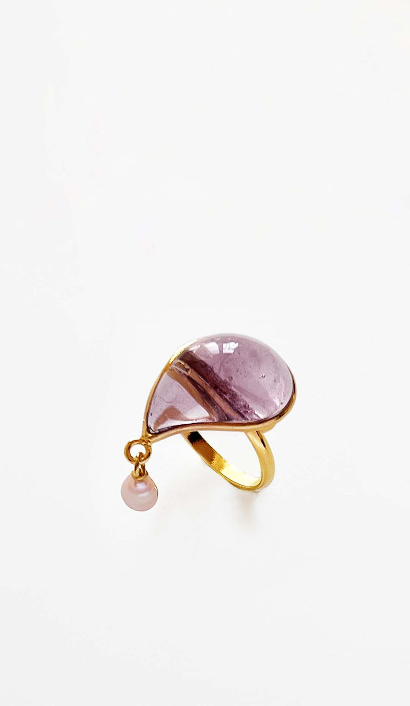 Pearl Teardrop Ring, Wisteria