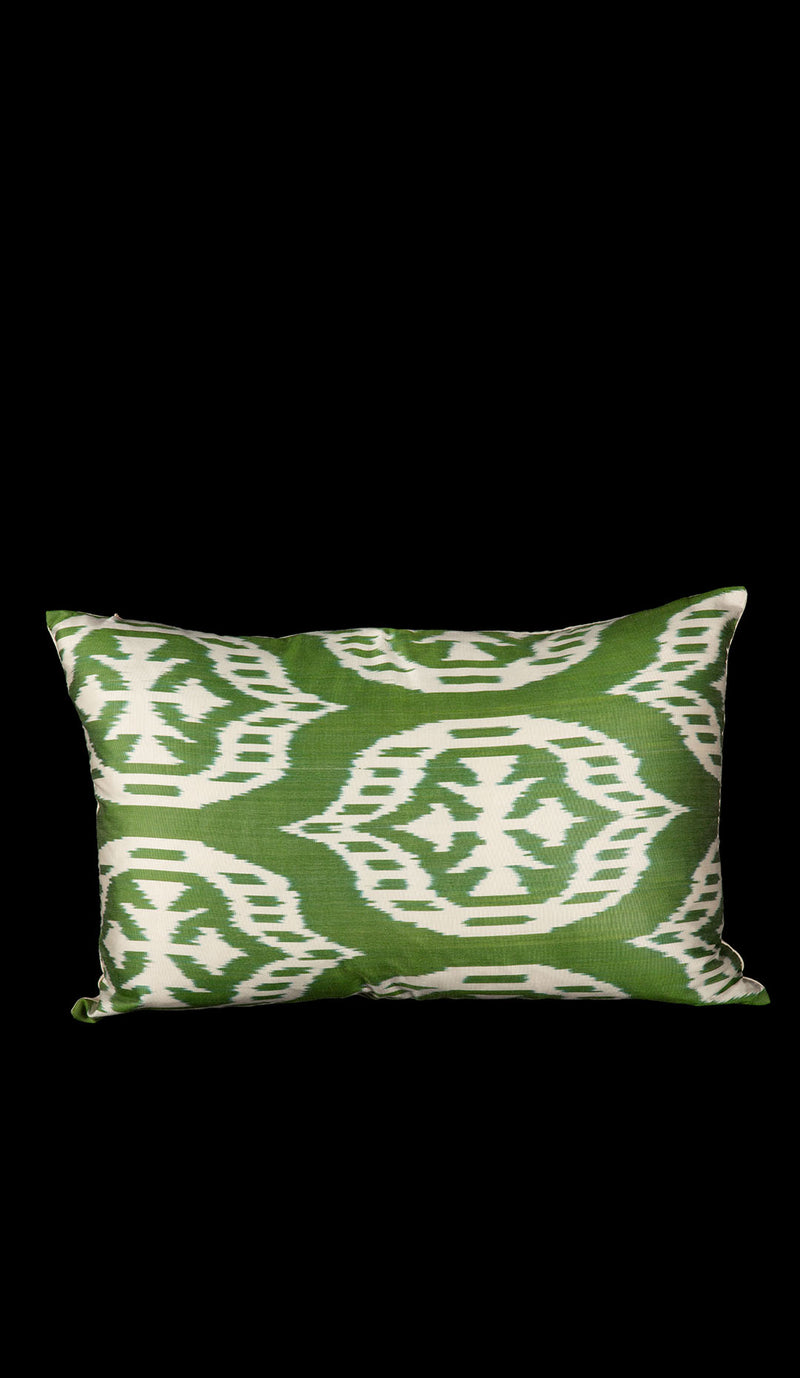 Ikat Pillowcover, Green and White