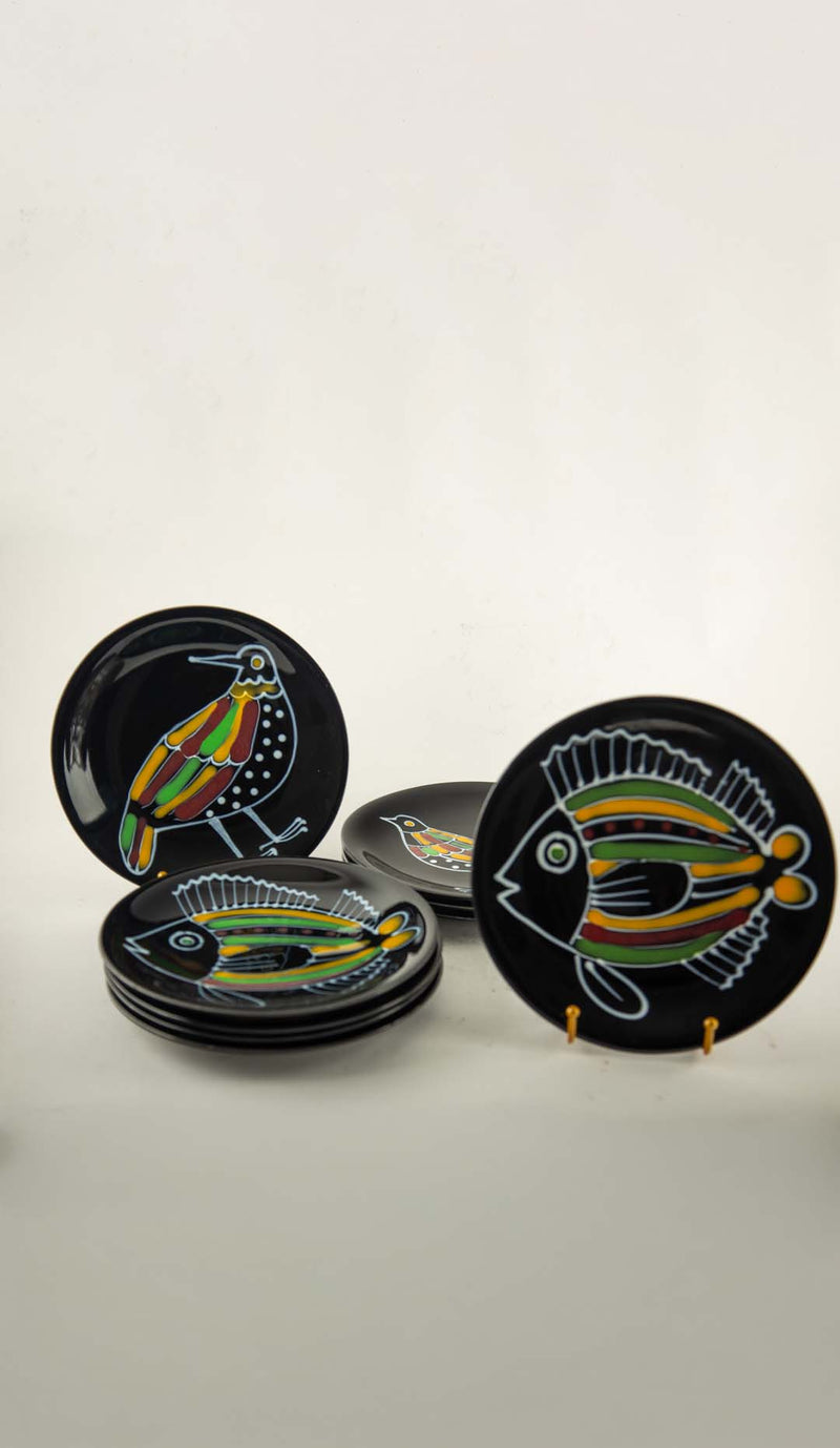 Rare Set of Twelve Robert Picault Vallauris Bird & Fish Faience Plates, 1960's