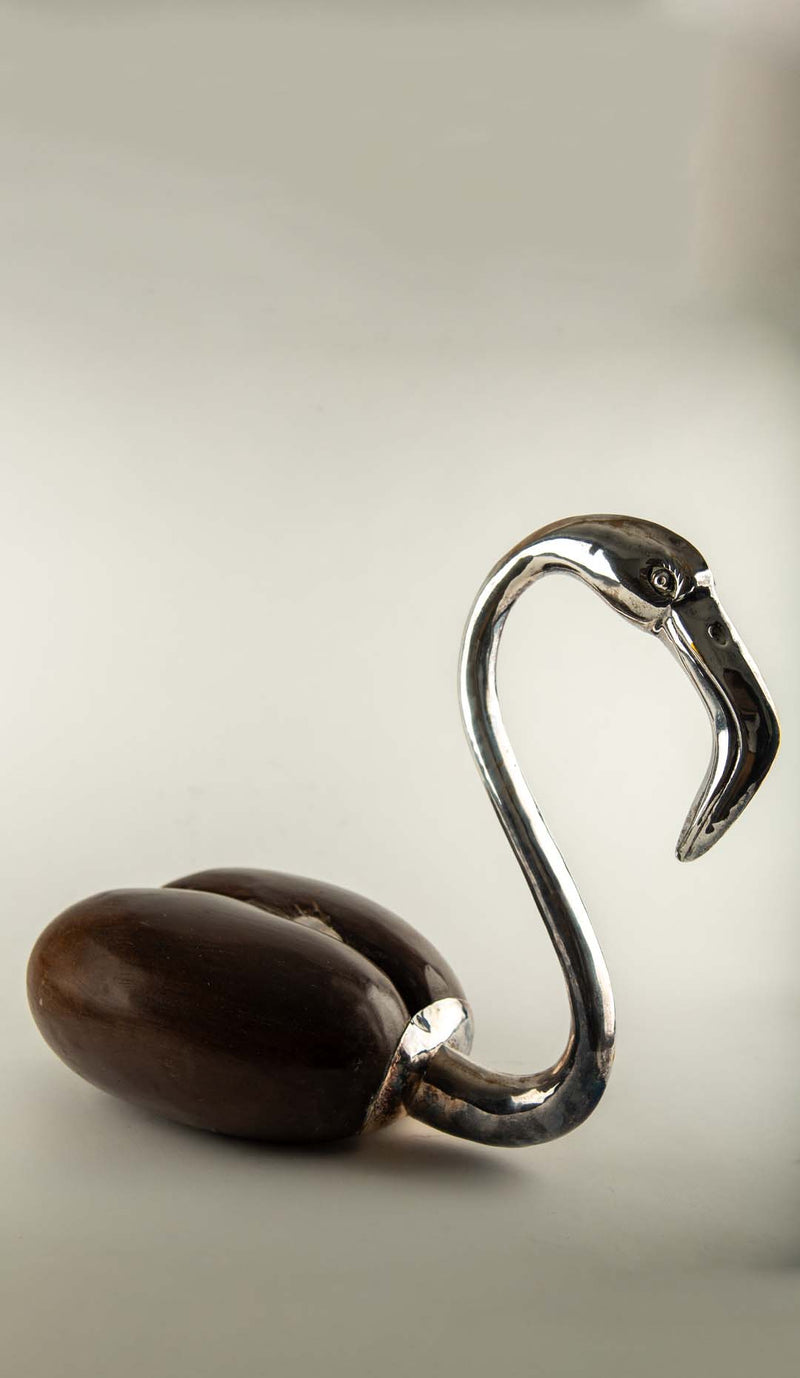 Large Coco de Mer Flamingo with Silver-Plated Head and Neck