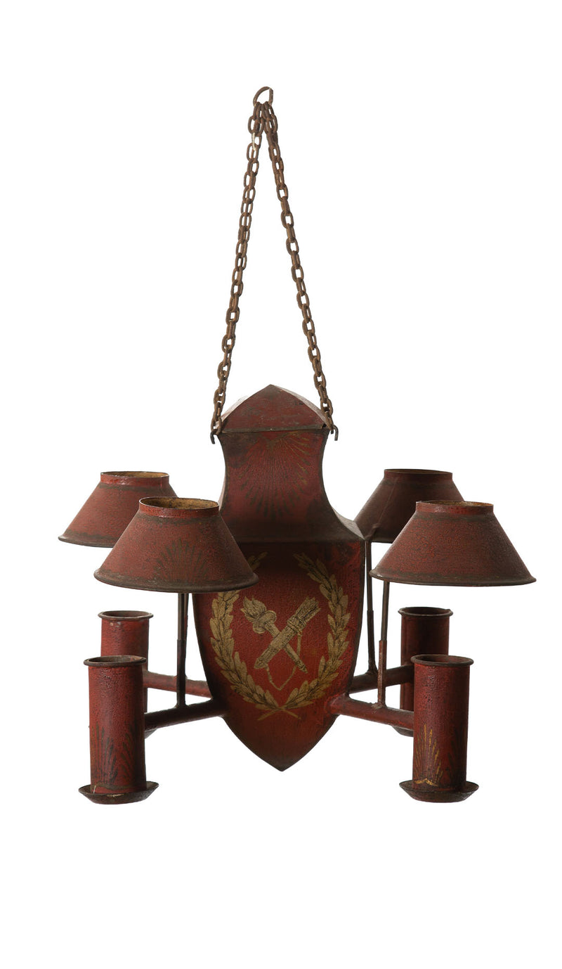 Empire of Light: Directoire Period Red Tole Chandelier