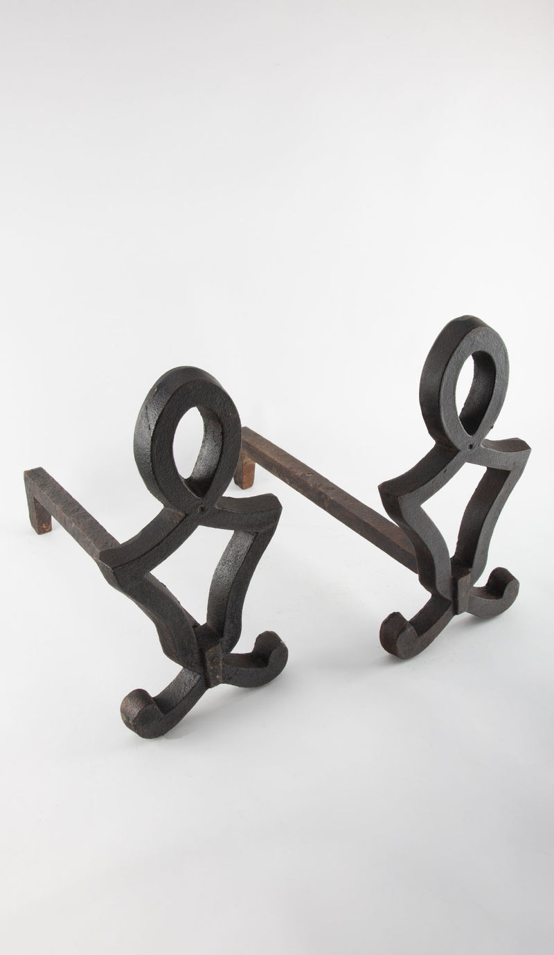 Ironwork for the Hearth: 19th C. Wrought Iron Andirons