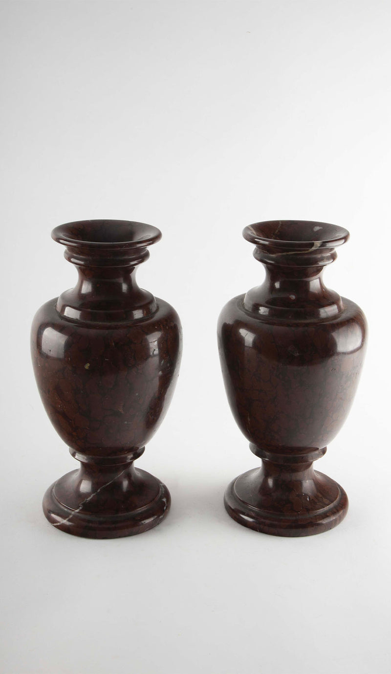 Pair of 19th C. Classical Marble Urns 8"H