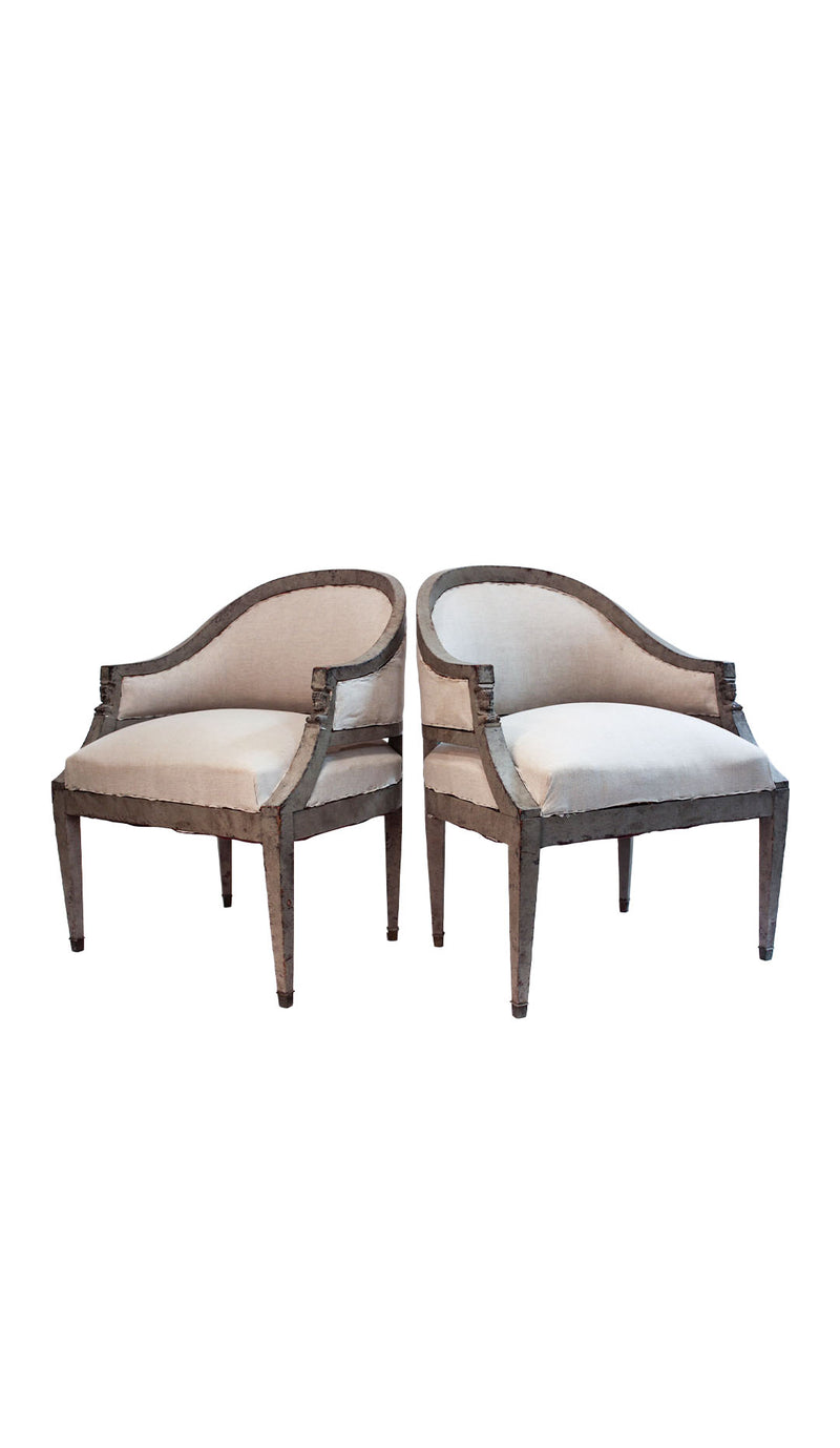 Pair of Swedish Empire Painted Klismos Armchairs2123272003