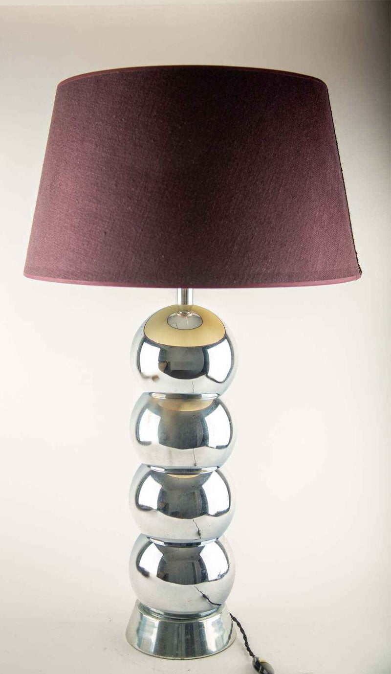 Mid-Century Modern Chrome Stacked Ball Table Lamp, Circa 1970s