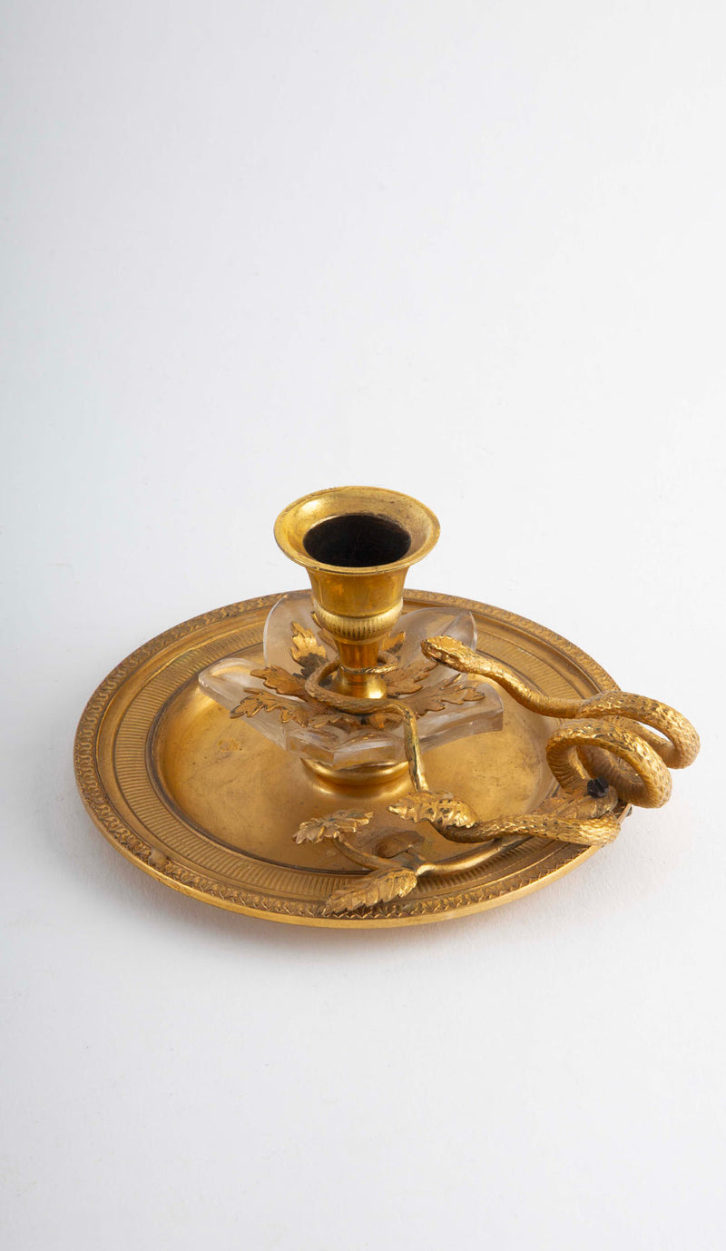 The Serpent's Candle: Neoclassical Gilt Bronze Candlestick