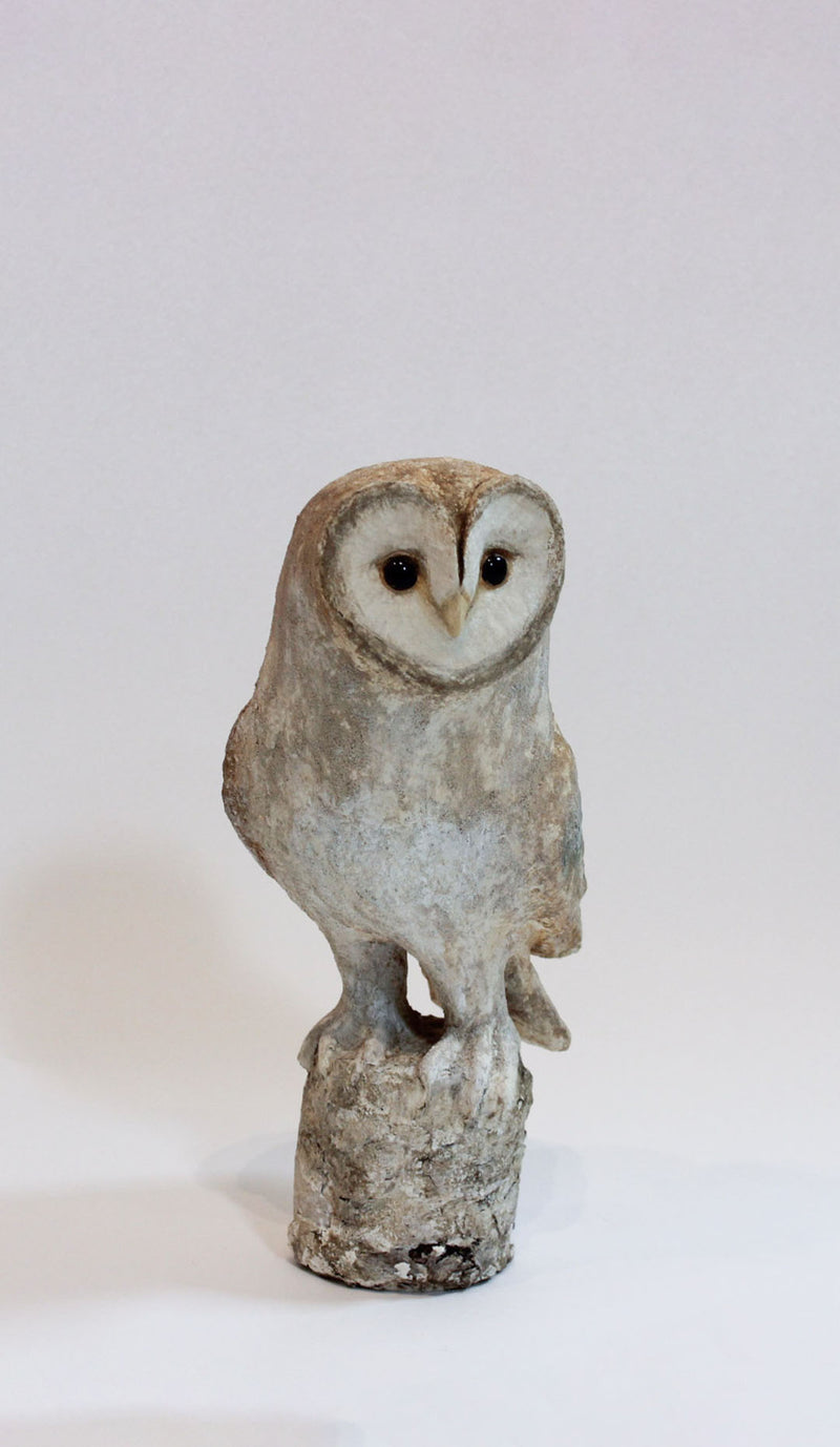The Silent Watcher: Papier-Mâché Barn Owl, 14" H