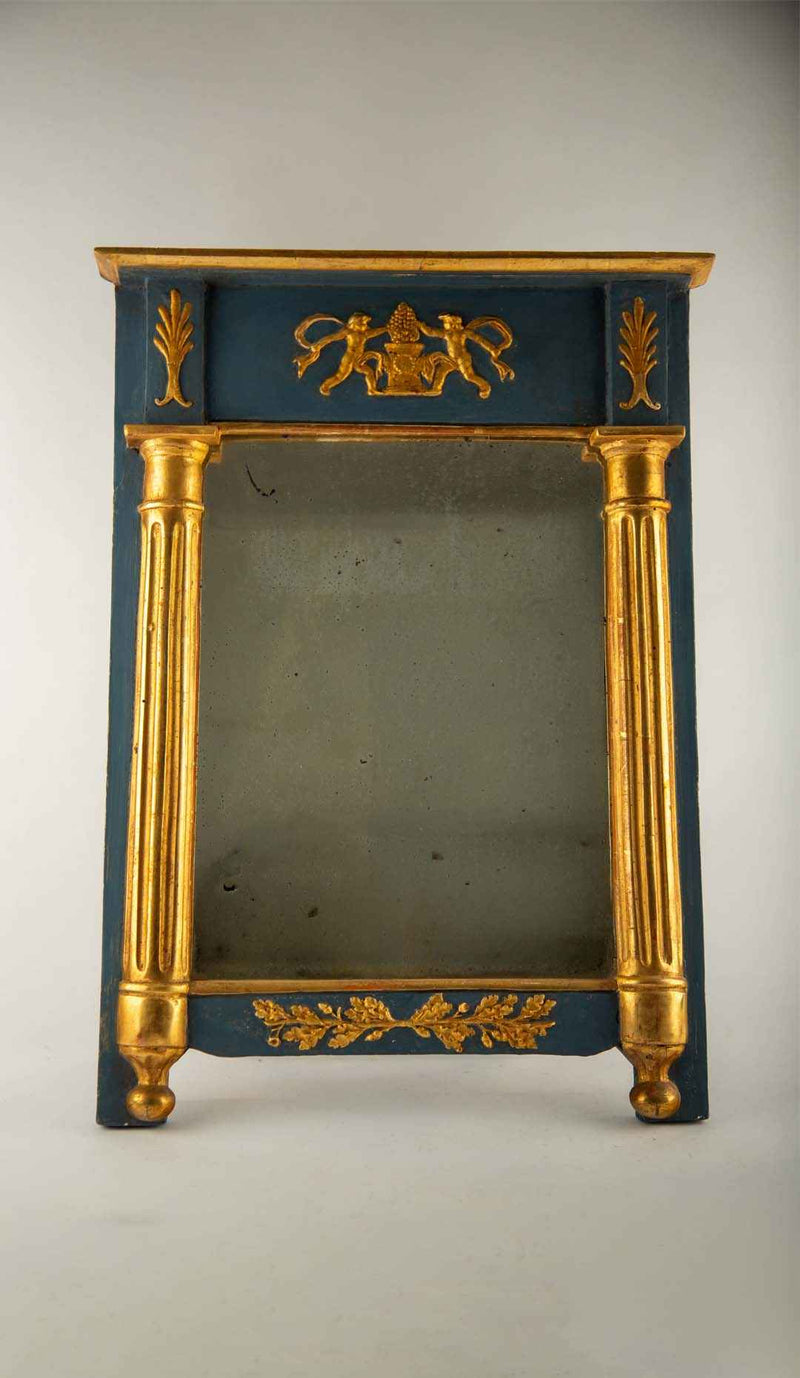 French Louis XVI Parcel-Gilt Trumeau Mirror, Late 18th Century