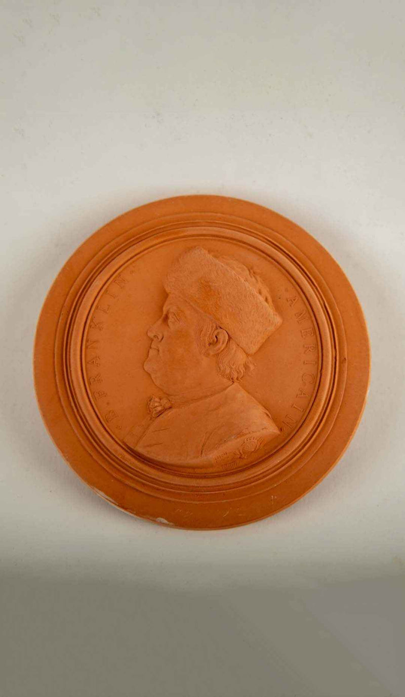 Benjamin Franklin Terracotta Medallion After Jean-Baptiste Nini
