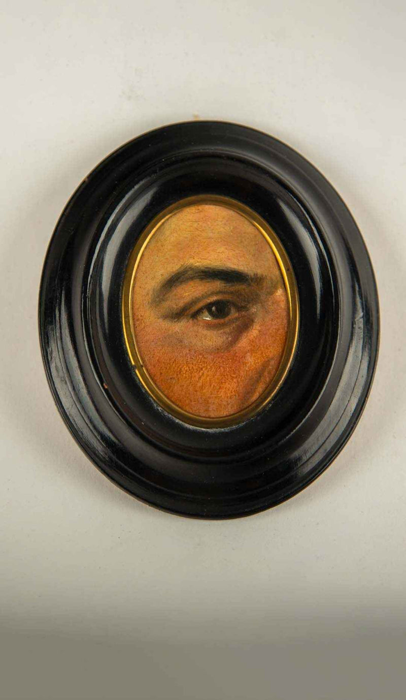 19th-Century Lover's Eye Fragment in an Ebonized Frame