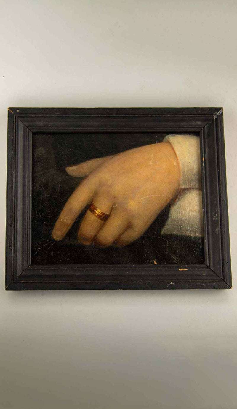 19th-Century Hand Study Fragment in an Ebonized Frame
