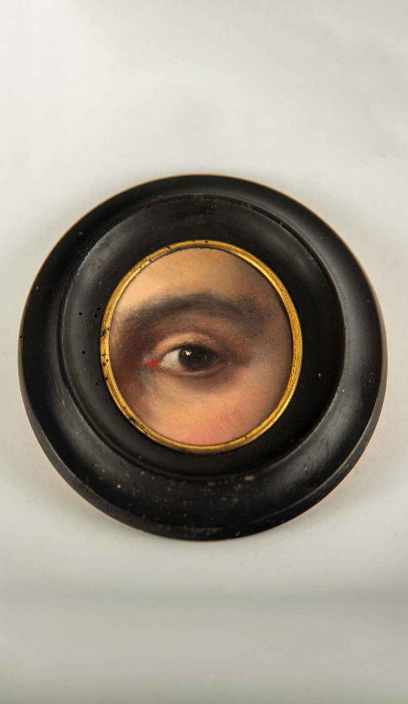 19th-Century Lover's Eye Fragment in an Ebonized Frame