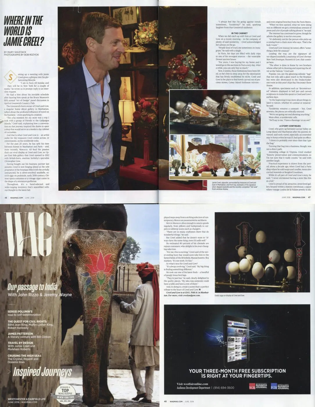 Setting up a meeting with Jamie Creel gives a glimpse into his globetrotting lifestyle.