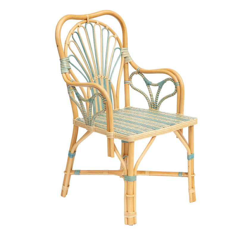 Blue Peacock Rattan Arm Chair by Creel and Gow