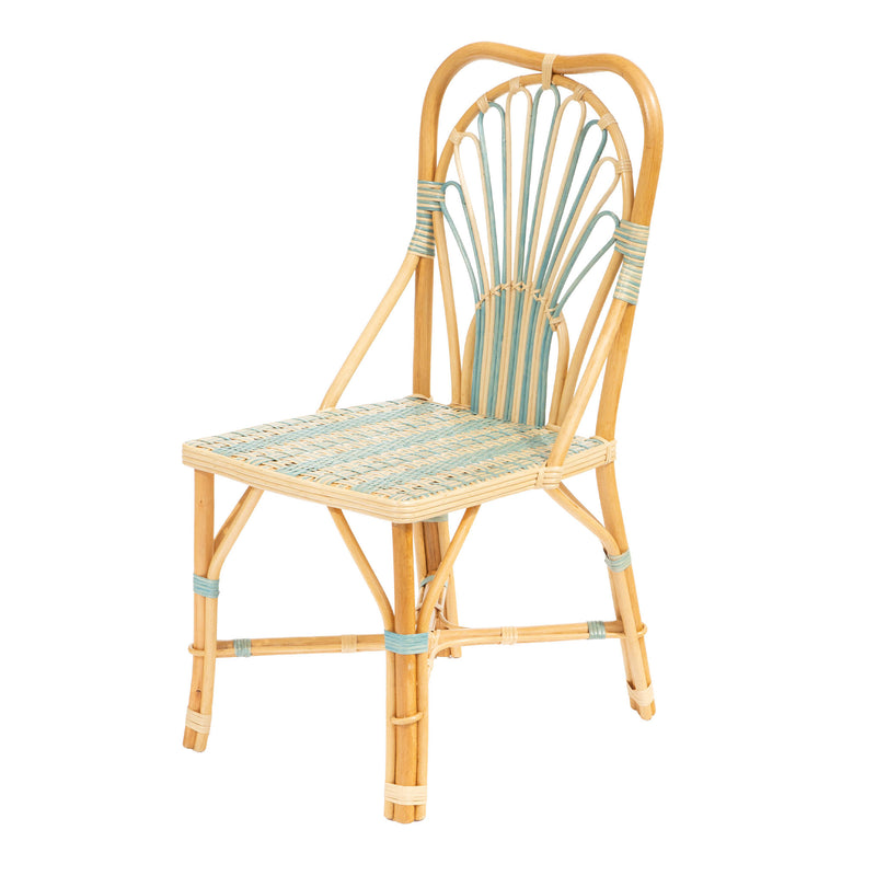 Blue Peacock Rattan Side Chair by Creel and Gow