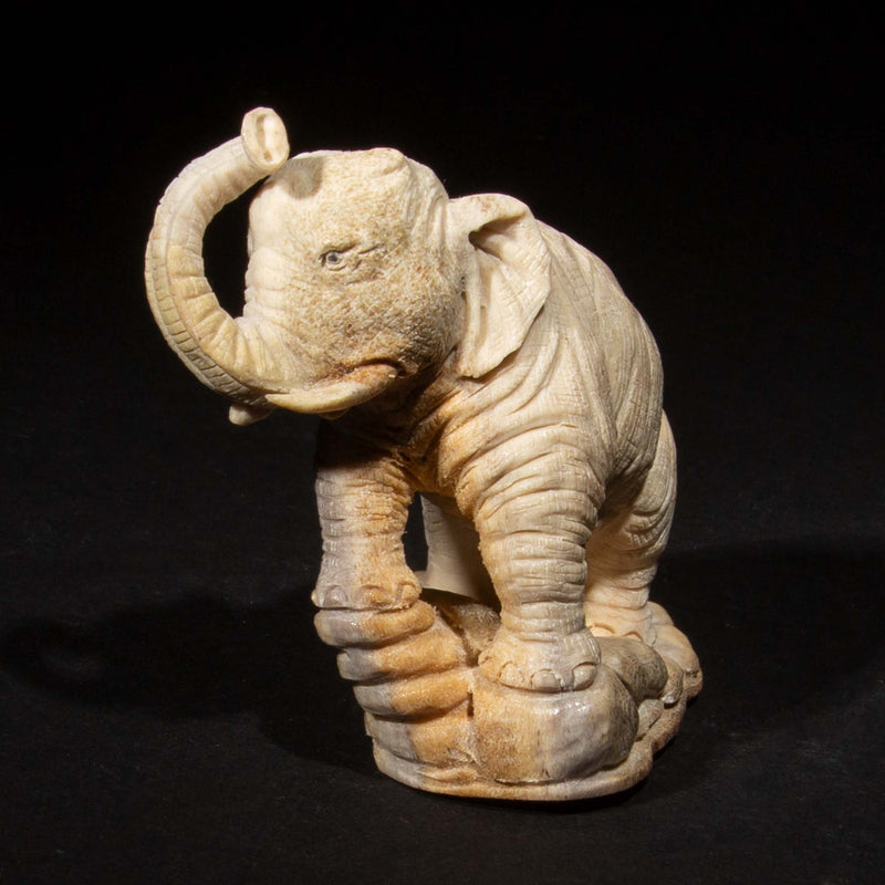 Hand Carved Moose Antler Elephant, 3.5"