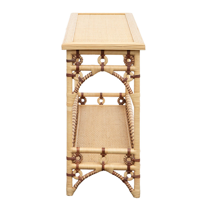 Brown Rattan Console by Creel and Gow