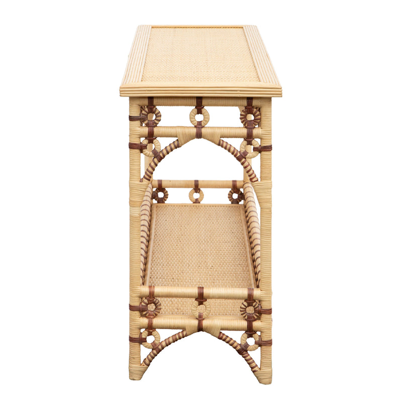 Brown Rattan Console by Creel and Gow