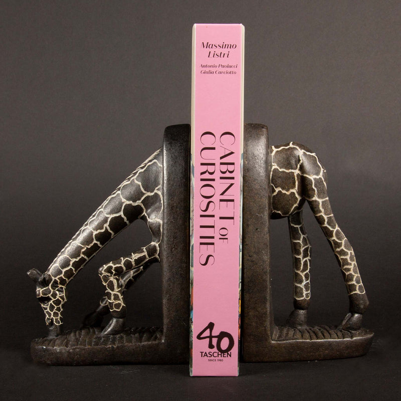Soapstone Giraffe Grazing Bookend