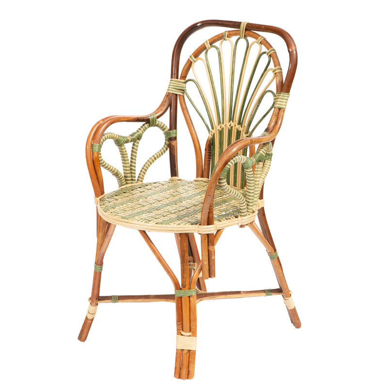 Green Peacock Rattan Arm Chair by Creel and Gow