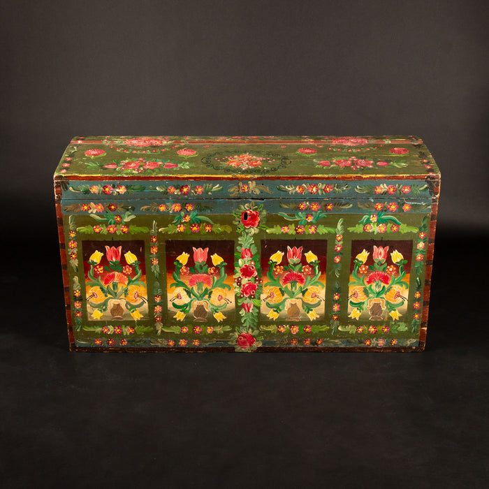 Early 19th Century Hand-Painted Floral Trunk