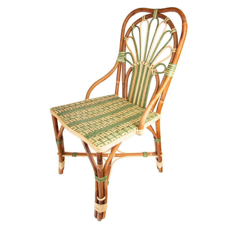 Green Peacock Rattan Side Chair by Creel and Gow