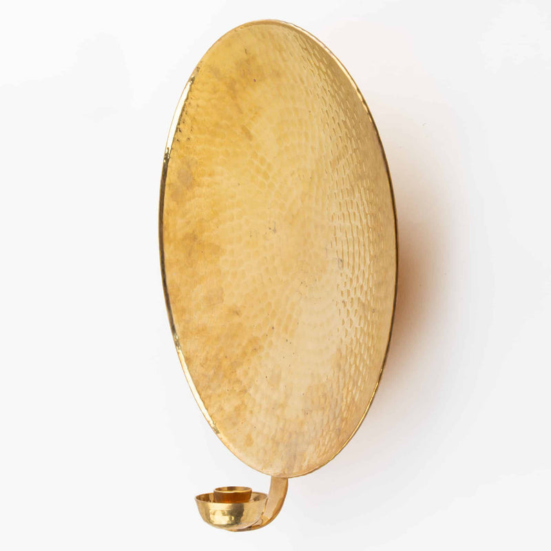 Pair of Hammered Brass Candle Sconces