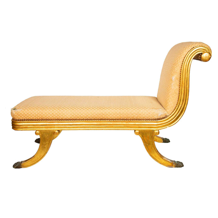 Fine French Empire Carved and Giltwood Méridienne, Circa 1810–1820