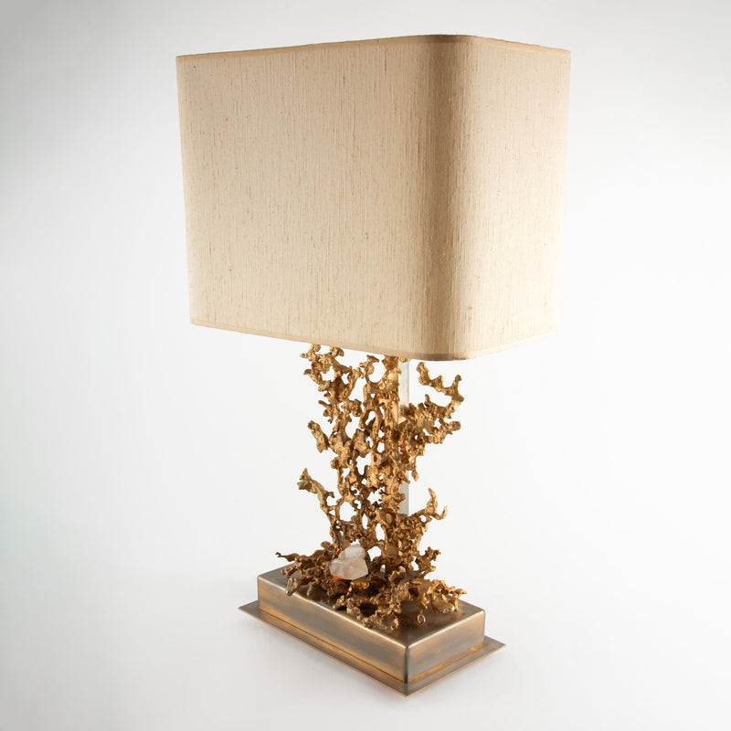 Organic Forms in Light: Pair of Mid C. Naturalistic Gilt Lamps