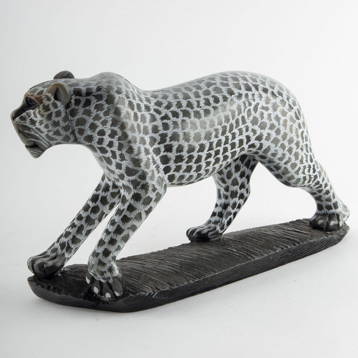 The Silent Stalk: Carved Soapstone Leopard