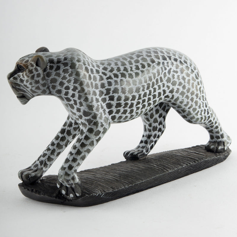 The Silent Stalk: Carved Soapstone Leopard