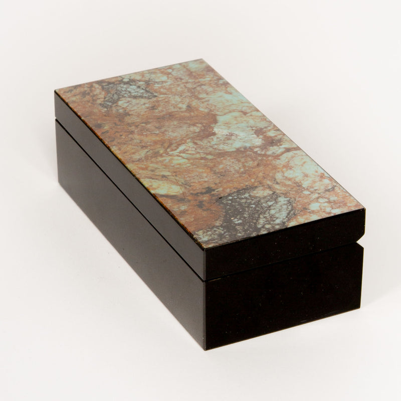 Handcrafted Chrysocolla & Black Onyx Hinged Keepsake Box