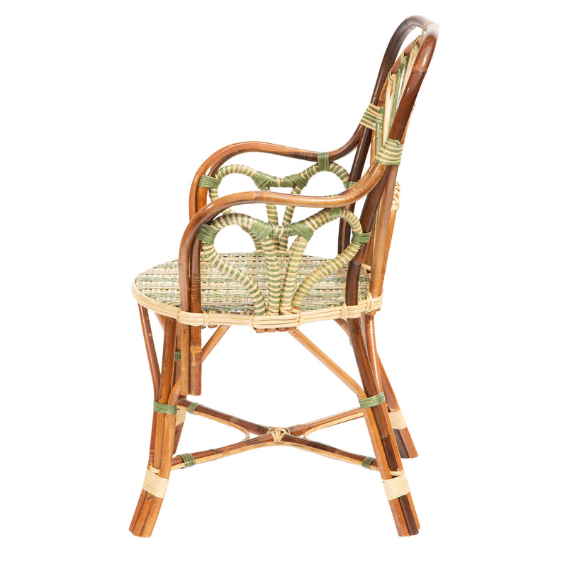 Green Peacock Rattan Arm Chair by Creel and Gow