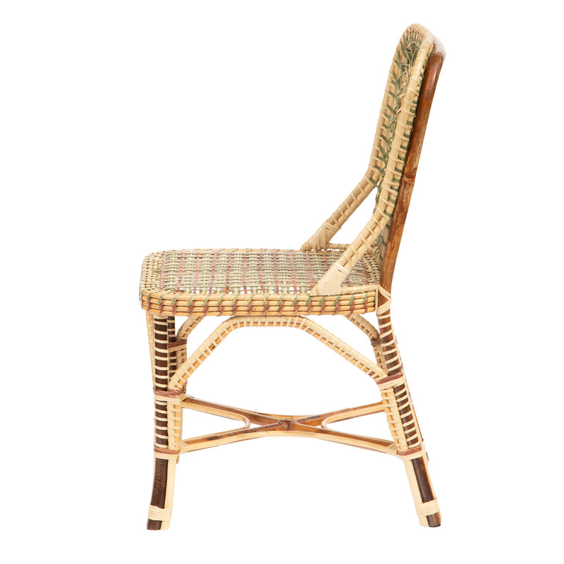 Marshan Rattan Side Chair By Creel and Gow, Green